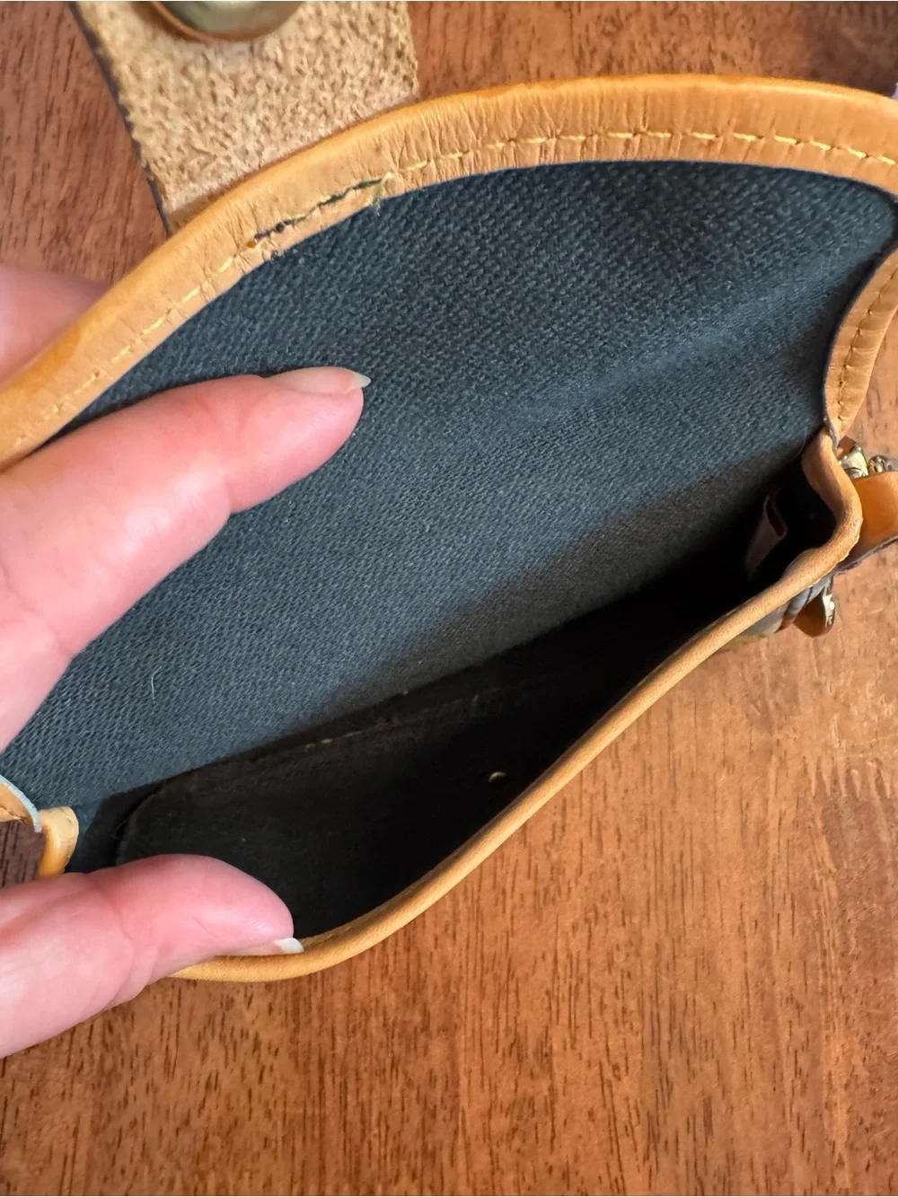 Dooney & Bourke leather wristlet/ wallet in bumblebee pattern- vintage & rare